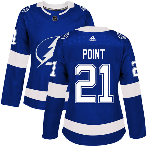 Adidas Tampa Bay Lightning #21 Brayden Point Blue Home Authentic Women Stitched NHL Jersey->women nhl jersey->Women Jersey